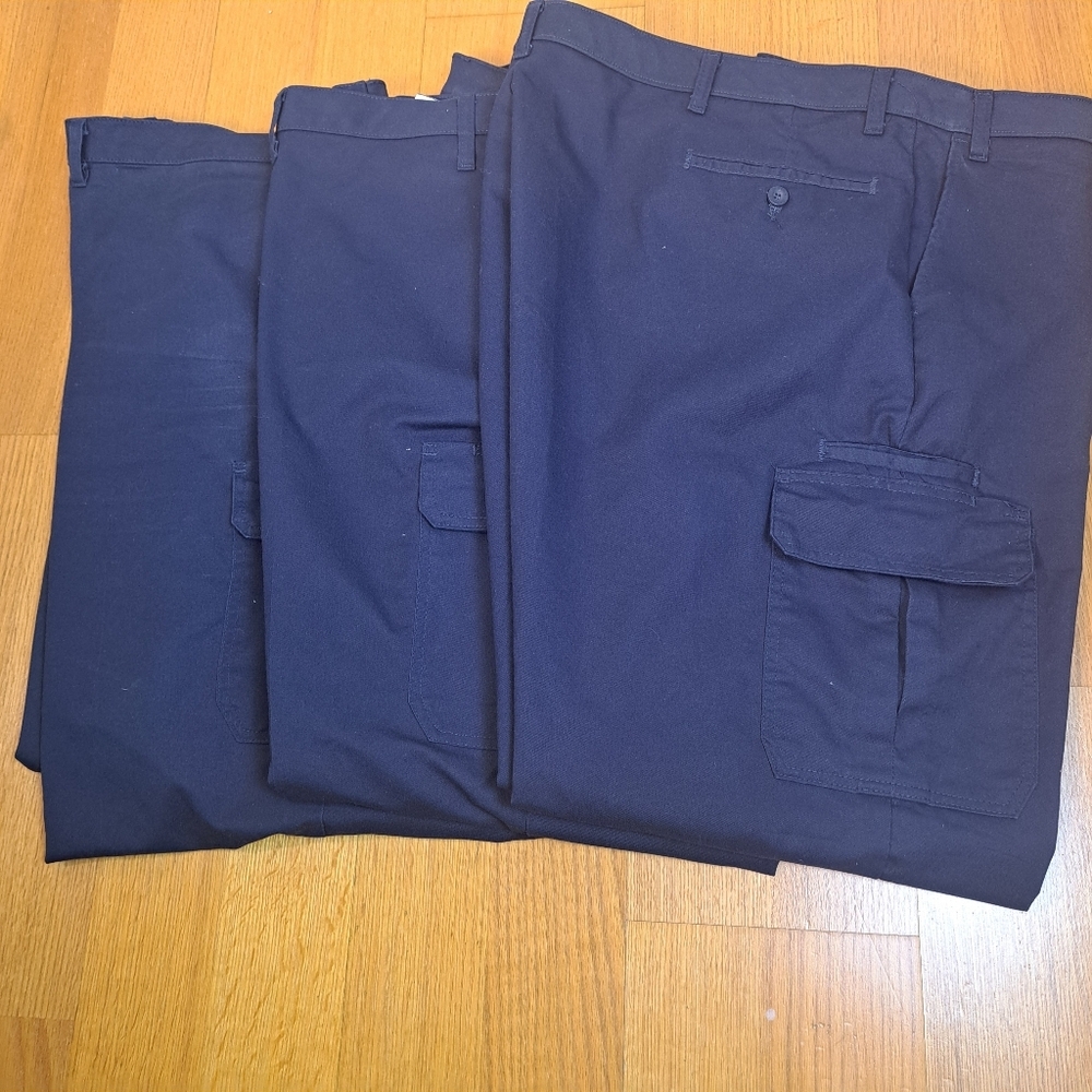 Dakota Work Cargo Pants Men Flat Front Pockets Navy Blue - Lot of 3 Size 50X30